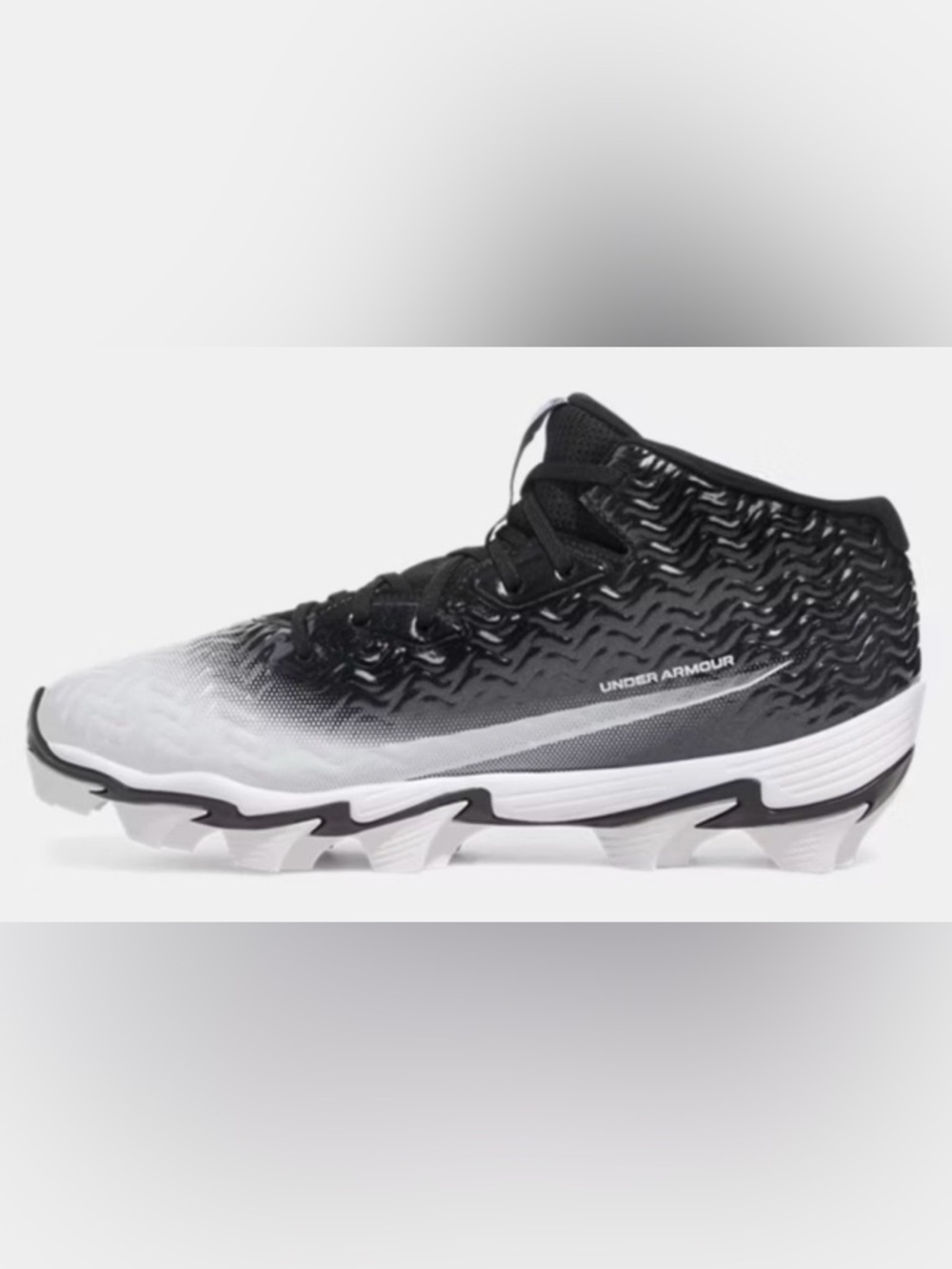 NEW [Under Armour] UA Spotlight Hammer Black/White Football Cleats Men’s 9.5 - Picture 3 of 12